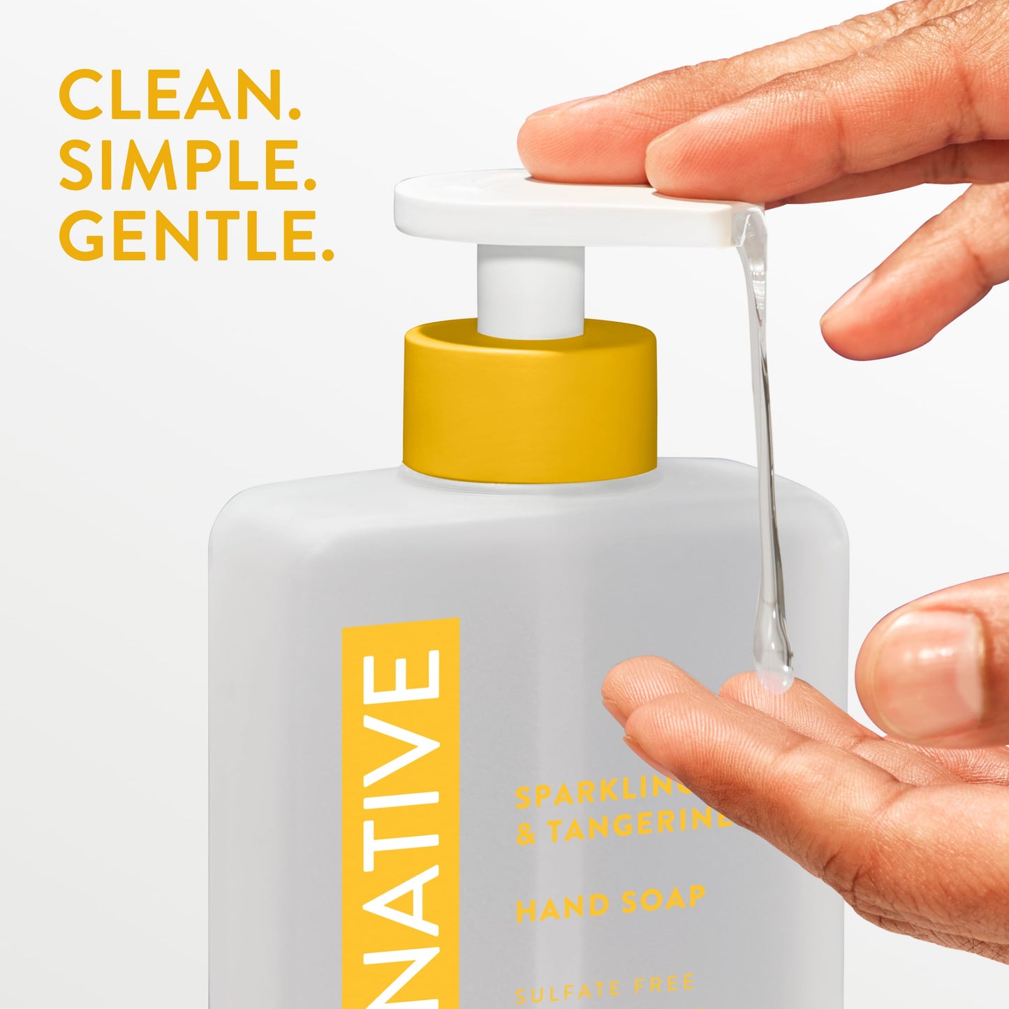 Native Liquid Hand Soap, Sparkling Lemon & Tangerine Scent, Non-Drying Formula for Soft, Smooth Hands, Made with Plant-Based Cleansers, Sulfate & Paraben Free, 13 oz Bottle