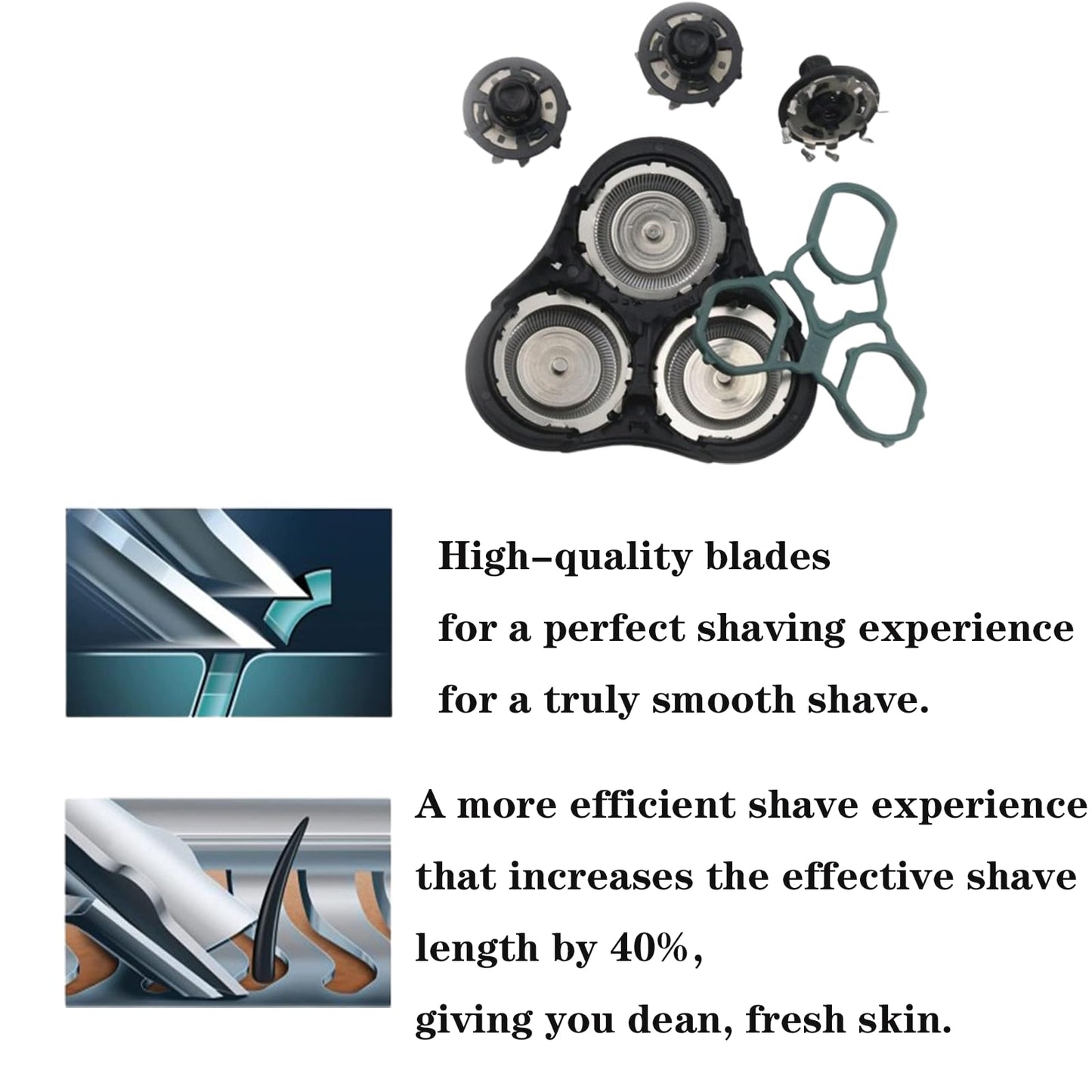 RQ11 Replacement Shaver Heads Compatible with Philipss Norelcos Sensotouch for 2D Electric Shaver(1100 Series) 1150x 1160x 1170x1 180x Replacement Blades(Not Original (1-Pack)