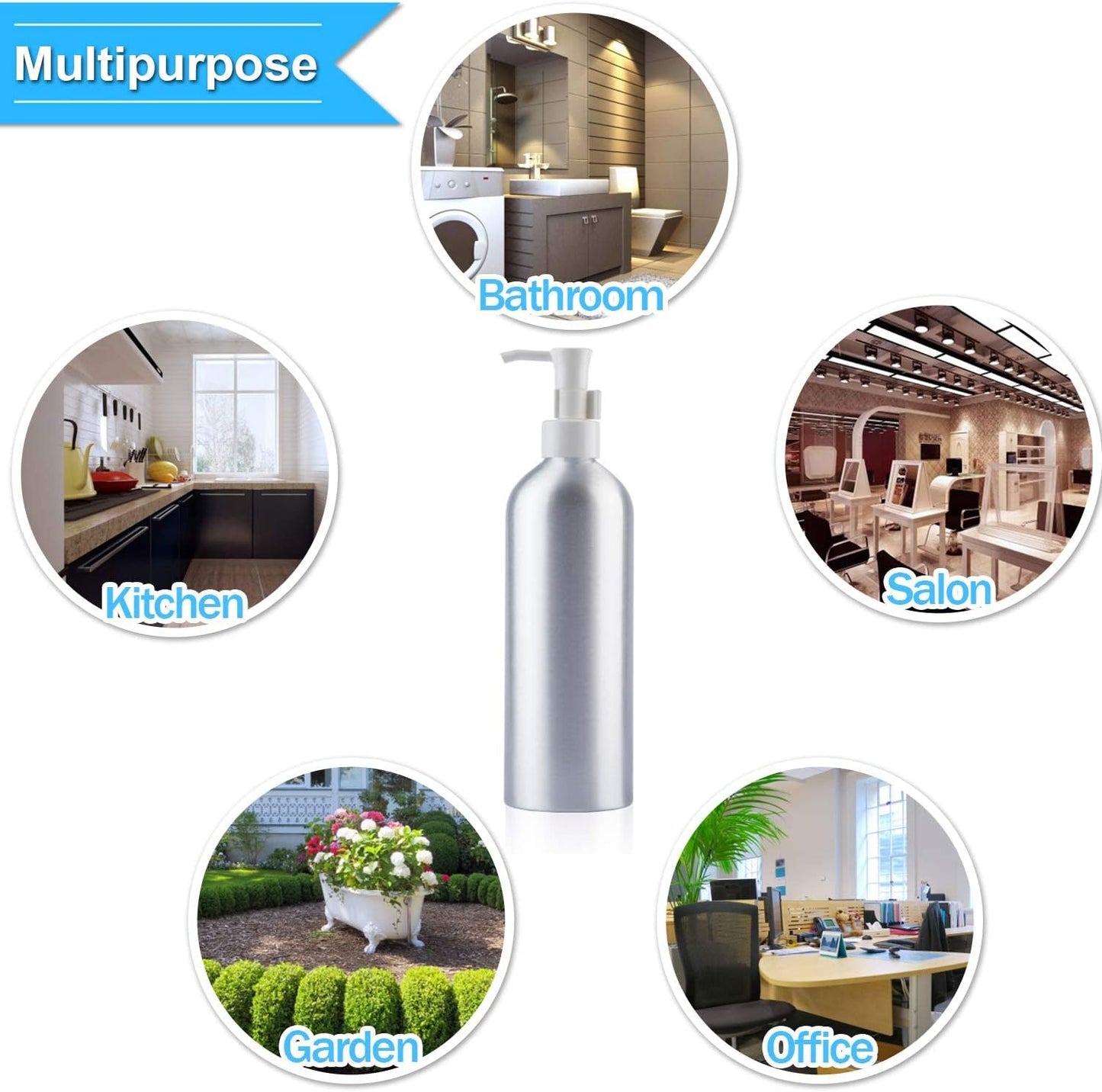 Aluminum Pump Bottles - 500ml Refillable Lotion Dispenser | Metal Soap & Shampoo Bottle Set (2 Pack)