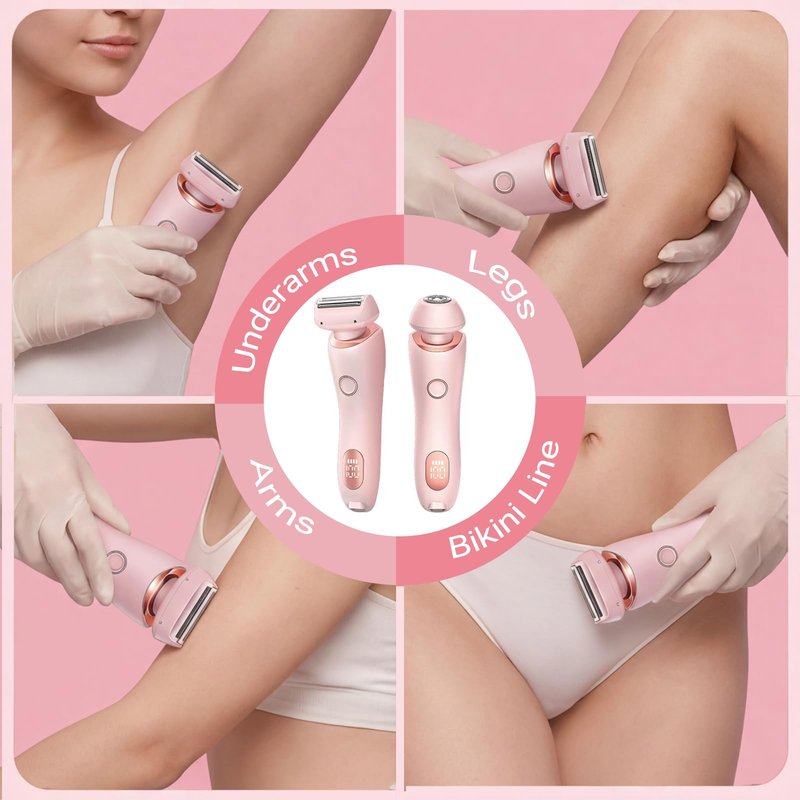 Livora Electric Shaver for Women, SilkGlide Cordless Razor for Legs Underarms Bikini, Painless Hypoallergenic Lady Trimmer, IPX7 Waterproof Wet Dry Use, USB Rechargeable (Pink)