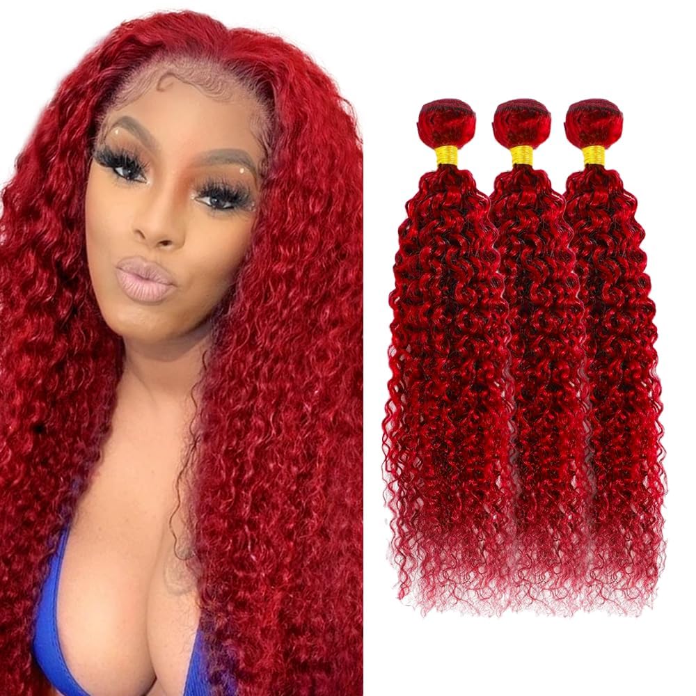 Burgundy Water Wave Bundles Braight Red Bundle 24 26 28 Inch 8A Grade Peruvian Virgin Hair Mixed Length 3 Bundles/150g Double Weft Hair Weave