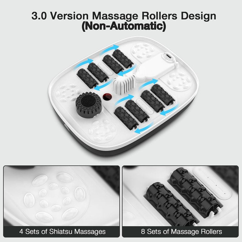 Collapsible Foot Spa - Heated Bubble Bath Massager with Shiatsu Rollers | Relaxation & Stress Relief, Black