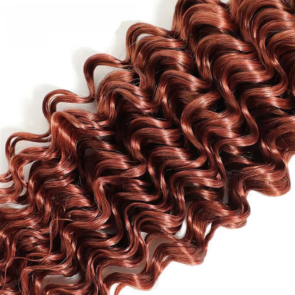 DiexrLamx Hair Color #33 Deep Wave Bundle Reddish Brown Bundles 26 28 30 Inch Peruvian Virgin Hair 3 Bundles/150g Copper Bundle Human Hair Extensions
