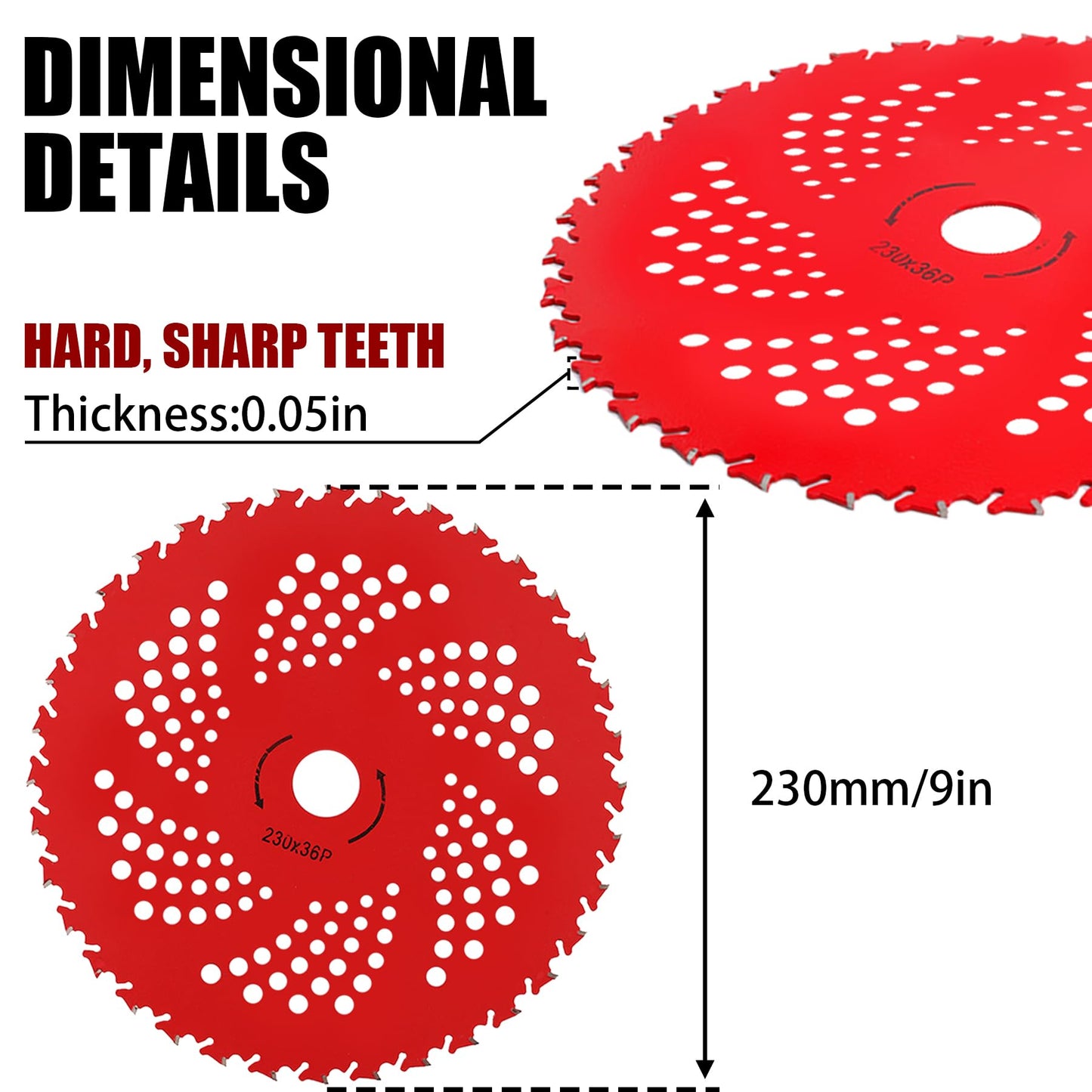 PLAXNS 2pack 9" x 36 Teeth Carbide Tipped Brush Cutter Blades,Universal Weed Eater Blades Metal with Universal Adapter Kit, for Brush Cutter, Trimmer, Weed Eater