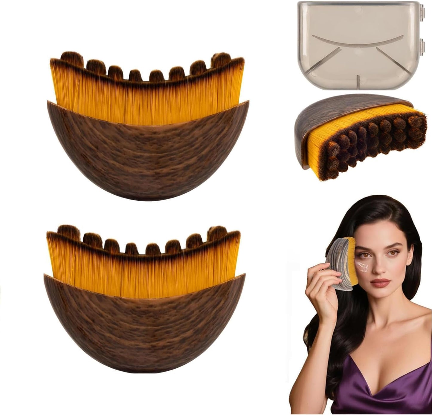 2 PCS Lymphatic Contour Face Brush, Manual Lymphatic Drainage Massager, Natural Makeup Brushes with Durable Soft Bristles, Hypoallergenic Ergonomic Facial Cleansing Brush for Sculpting