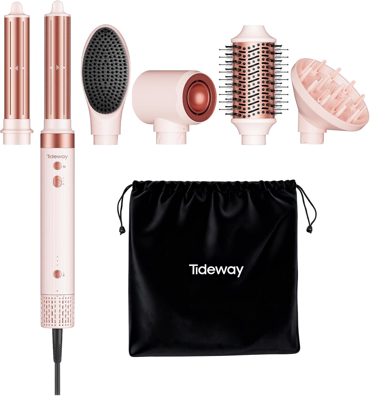 Tideway Prowaver 6-in-1 Hair Dryer Brush - High-Speed Ionic Hot Air Styler | Auto Wrap Curlers & Volumizing Brush