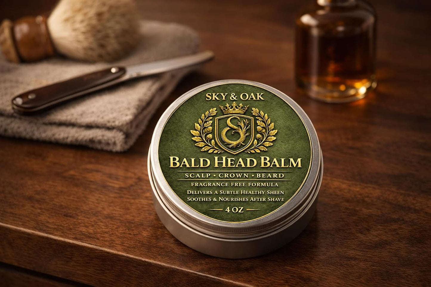 Bald Head Balm for Men - Fragrance-Free Scalp Moisturizer & After Shave Care | 4 oz