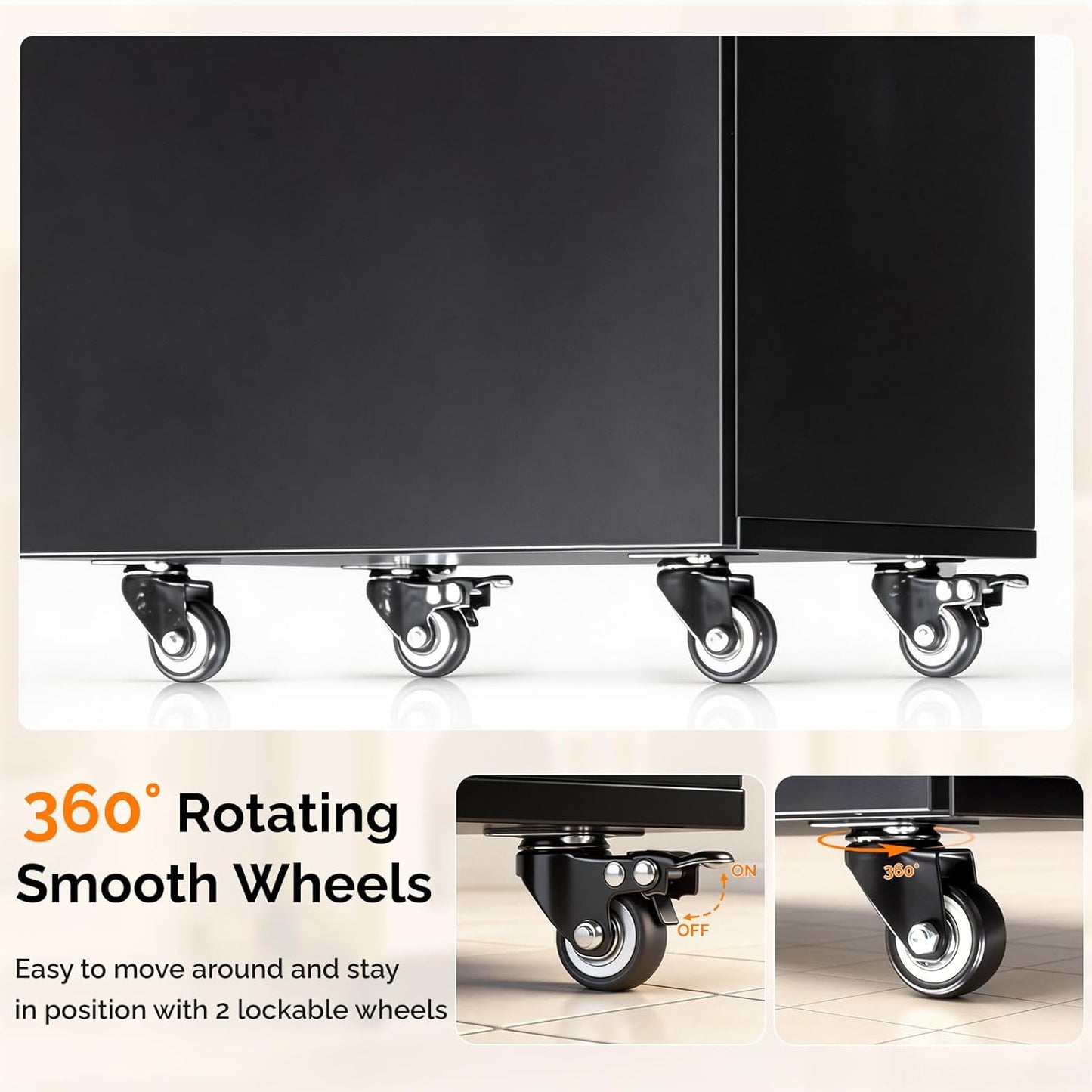 OmySalon Salon Cart with Wheels - 3-Tier Rolling Hair Styling Station with Drawers & Adjustable Shelf | Black