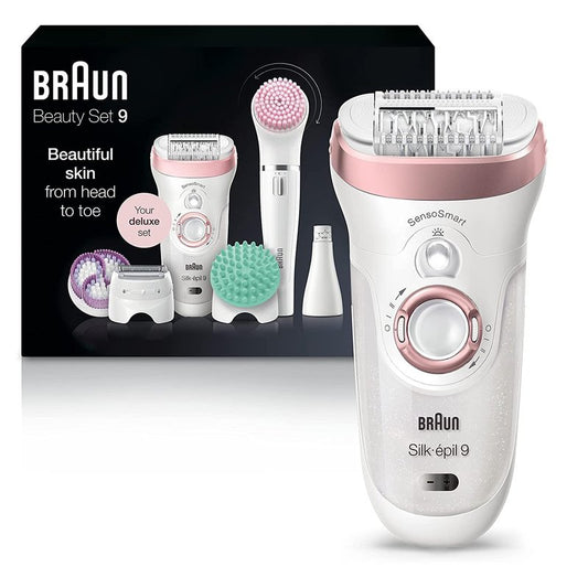 Braun Epilator Silk-épil 9 9-985, Facial Hair Removal for Women, Hair Removal Device, Shaver, Cordless, Rechargeable, Wet & Dry, Facial Cleansing Brush