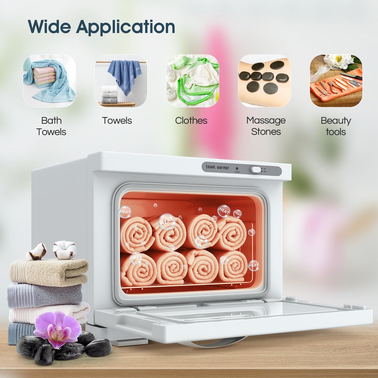 Towel Warmer Cabinet - 8L Hot Spa Towel Heater for Facial, Hair & Salon Use | White