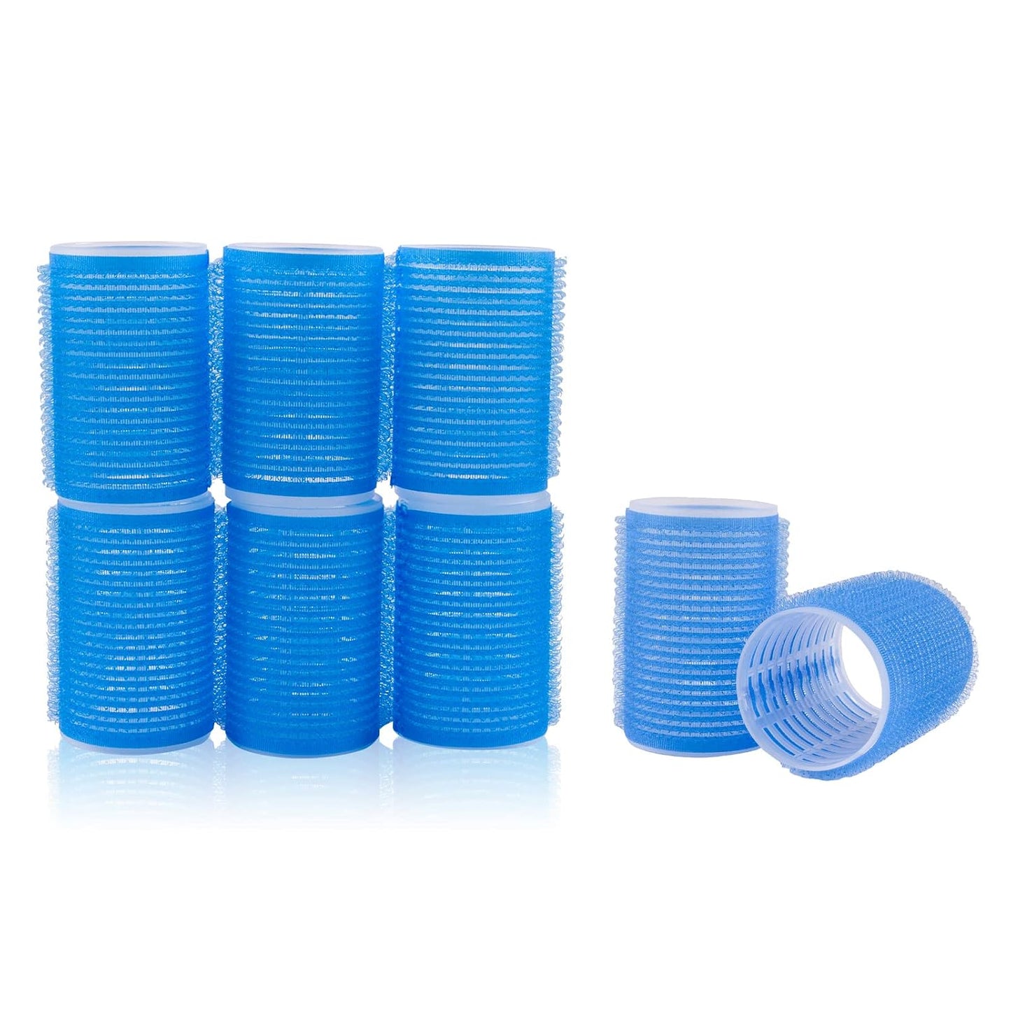 Heatless Roller Curlers for Medium Short Bangs - 6PCS Blue Curling Set for Natural Curly Hairstyling