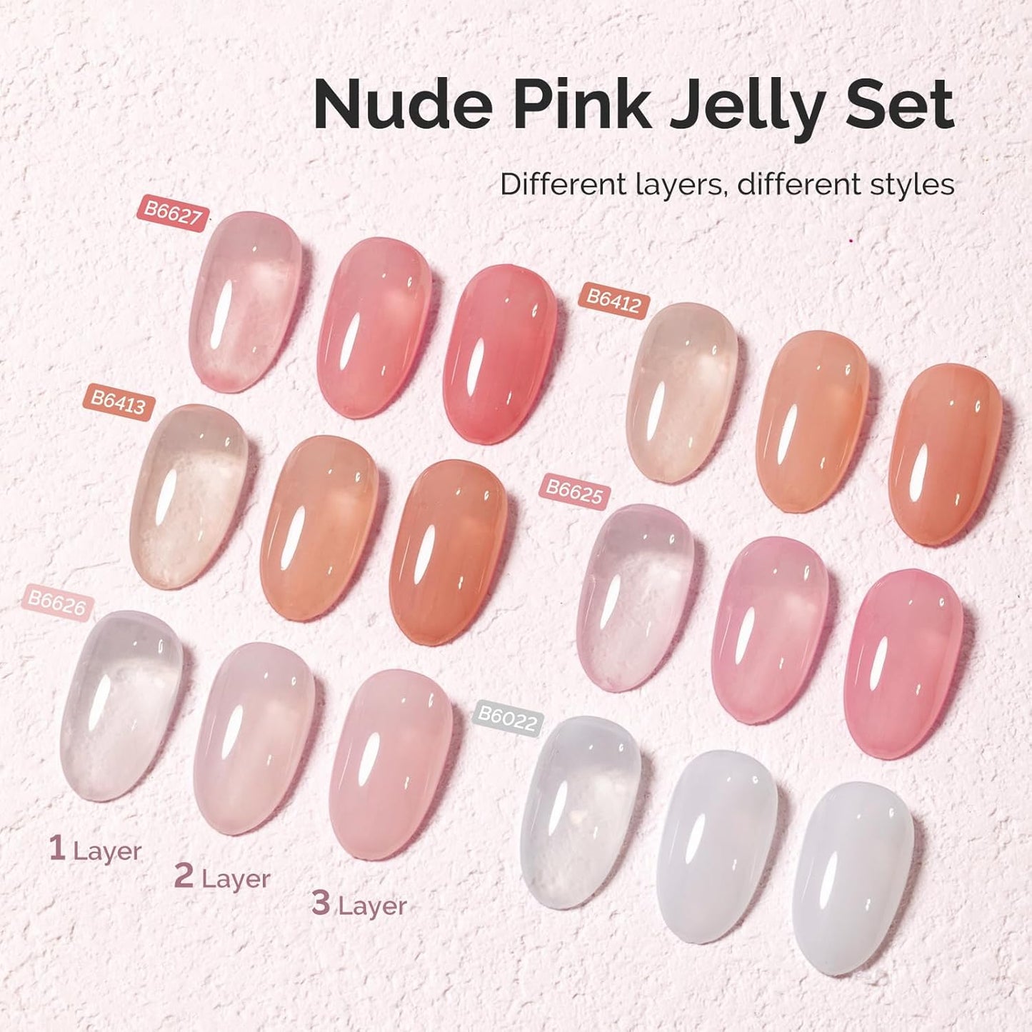 Jelly Gel Nail Polish Set - 6 Transparent Colors | Milky & Jelly Texture for DIY Manicure