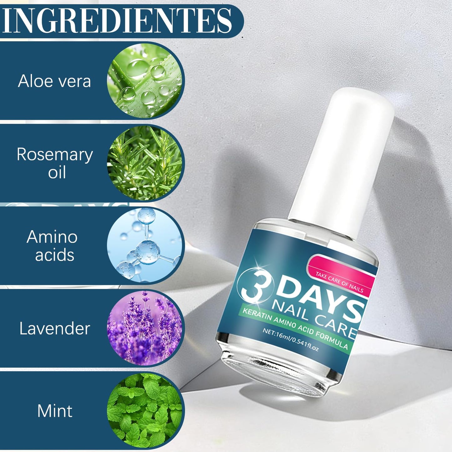 Keratin Amino Acid Nail Care - Strengthening & Hydrating Treatment for Dry, Weak Nails | 16ml, 2pcs