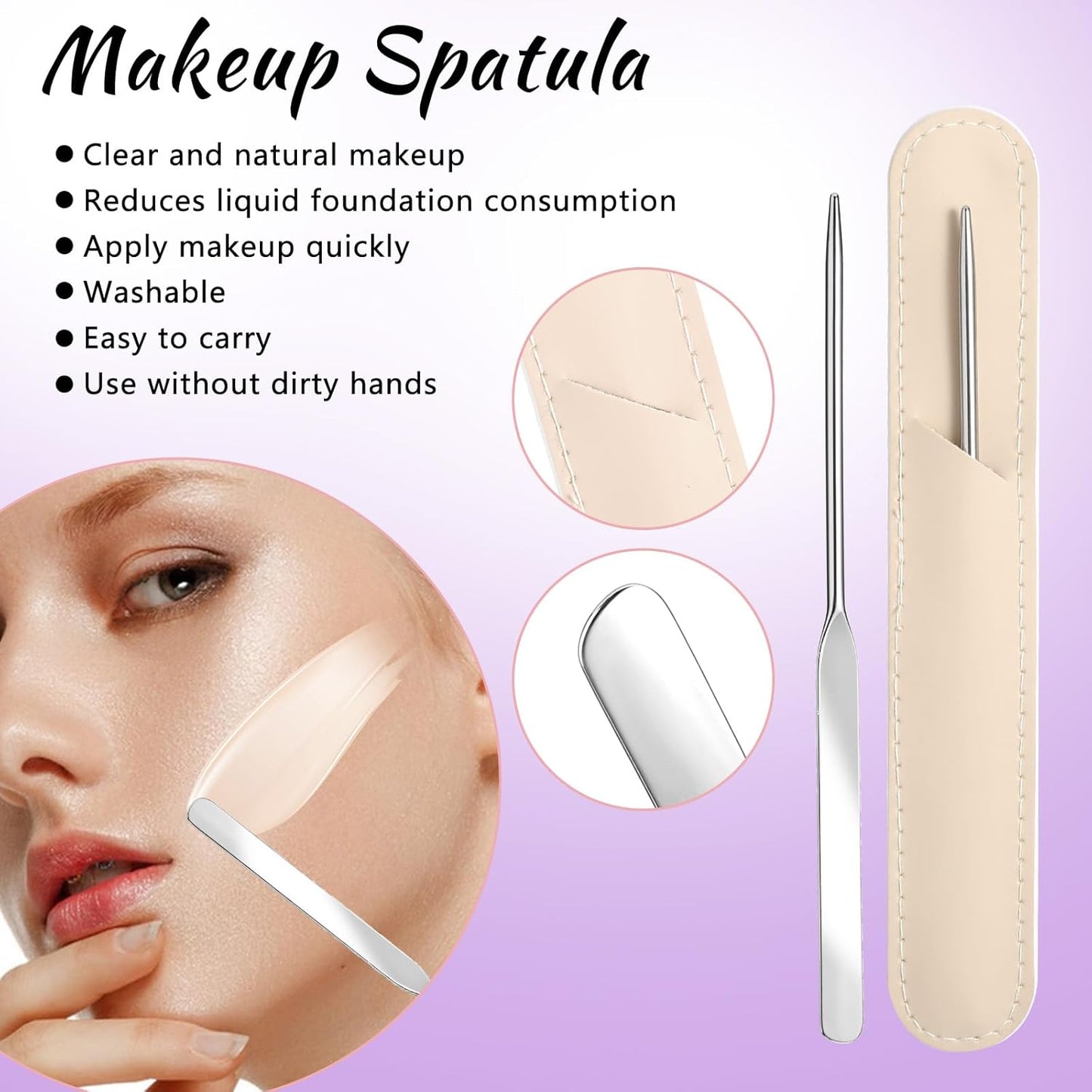 Makeup Spatula Set - 3 Pcs Stainless Steel Foundation Applicators | Professional Mixing Tools for Even Application