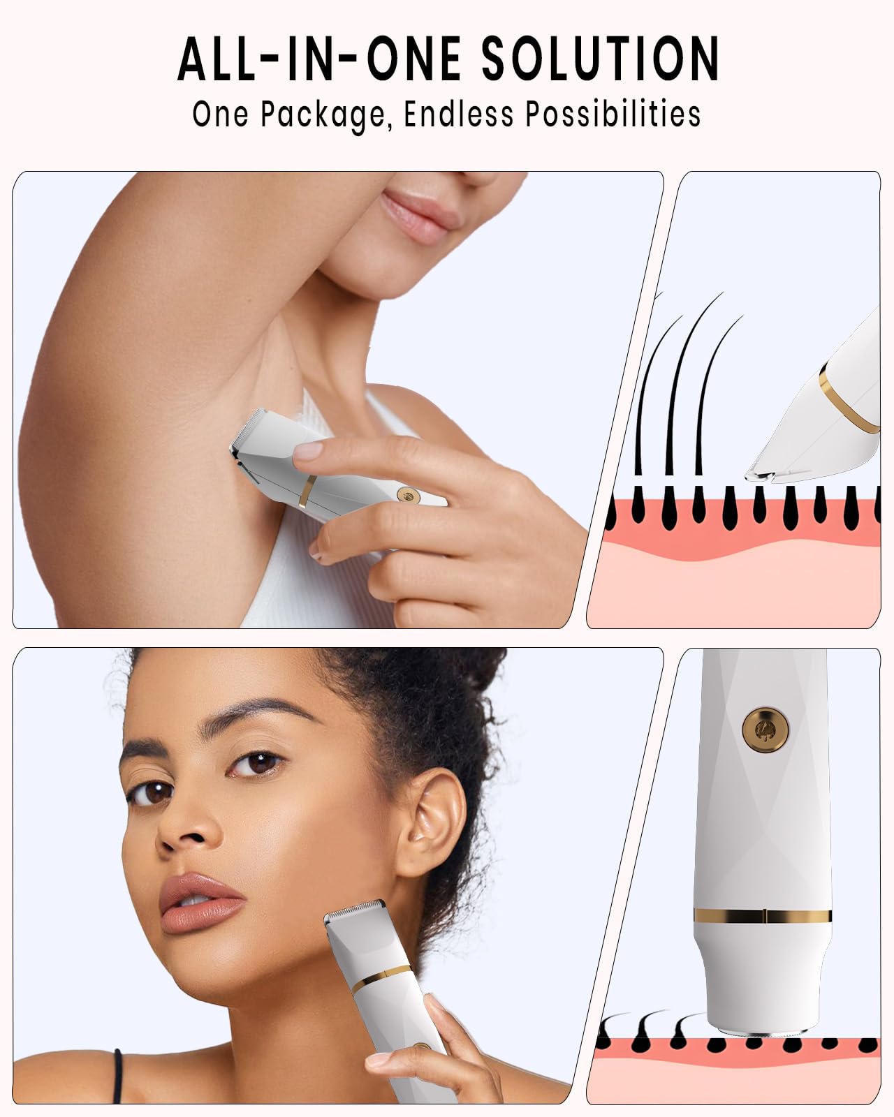Bikini Trimmer for Women Waterproof,3 in 1 Electric Razors for Women,IPX7 Waterproof Hair Trimmer and Facial Hair Remover for Wet & Dry