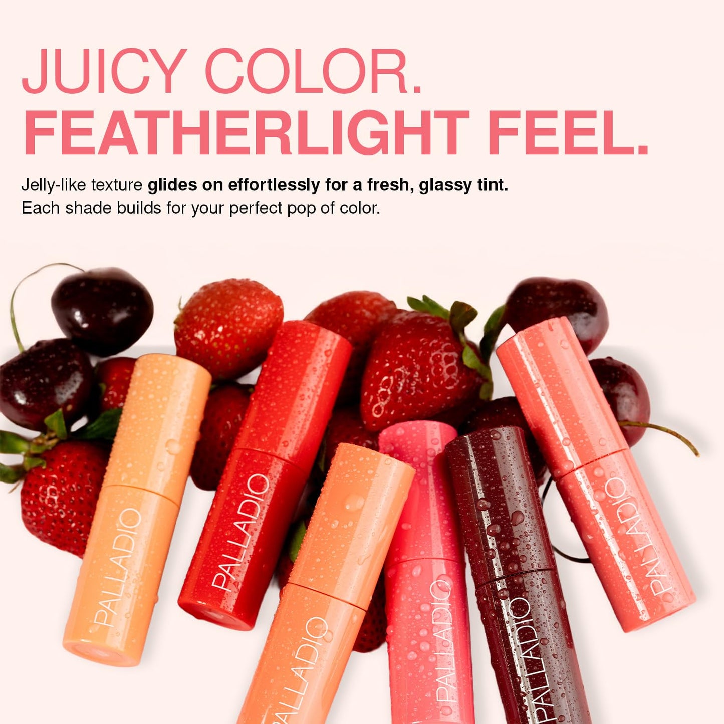 Palladio Jelly Tint - Vivid Color Liquid Stain for Cheeks & Lips | Lightweight, Non-Sticky, Cherry Rose