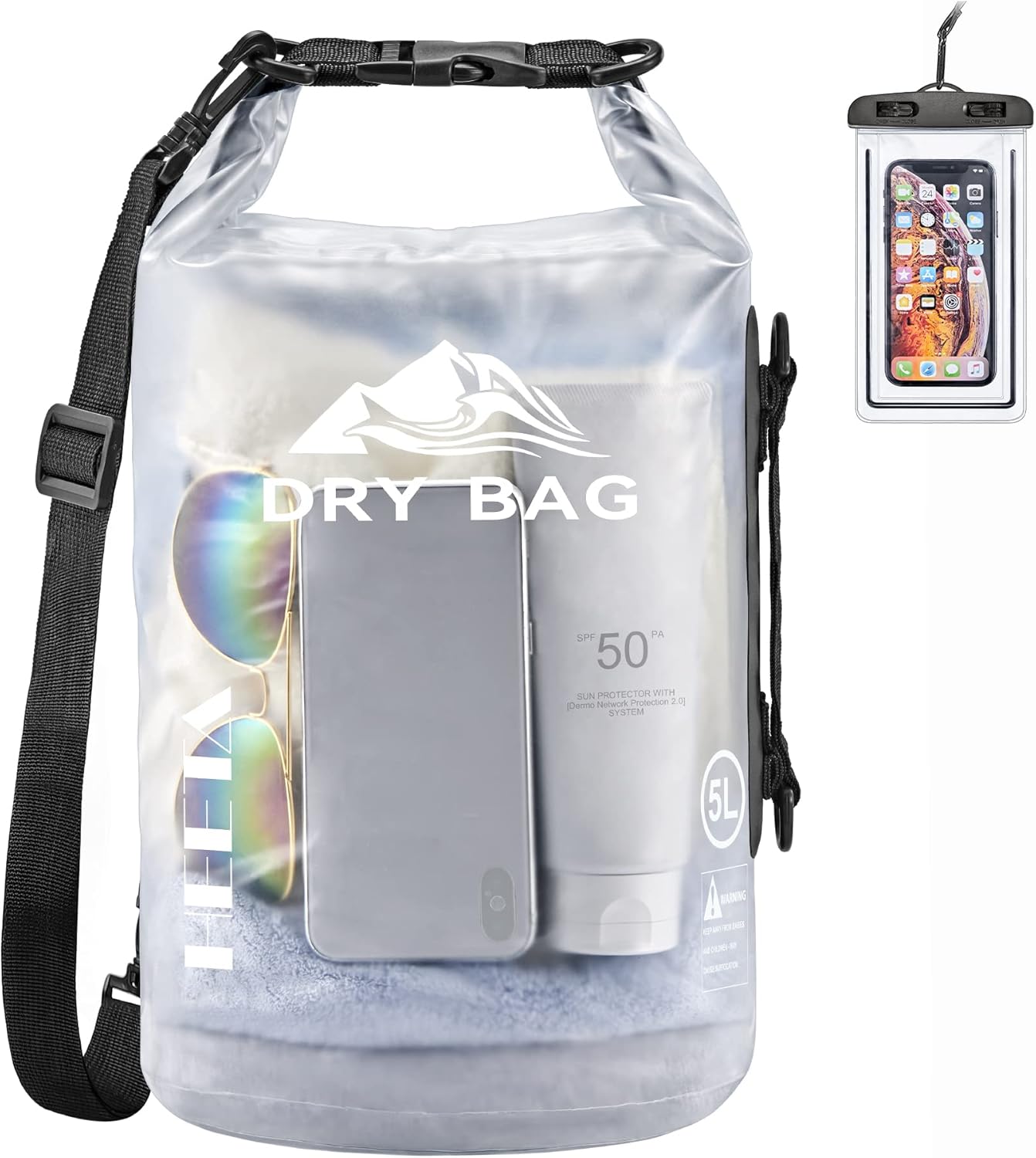Waterproof Dry Bag - Lightweight Roll Top Storage Backpack for Travel, Swimming, Boating | 5L/10L/20L/30L/40L Sizes