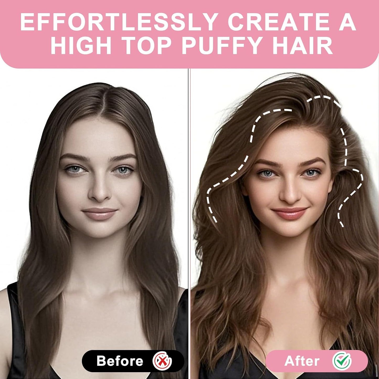 Volumizing Hair Clips for Women - No Crease Root Lifting Tool for Natural Puffy Styles | 2 Pcs, Pink