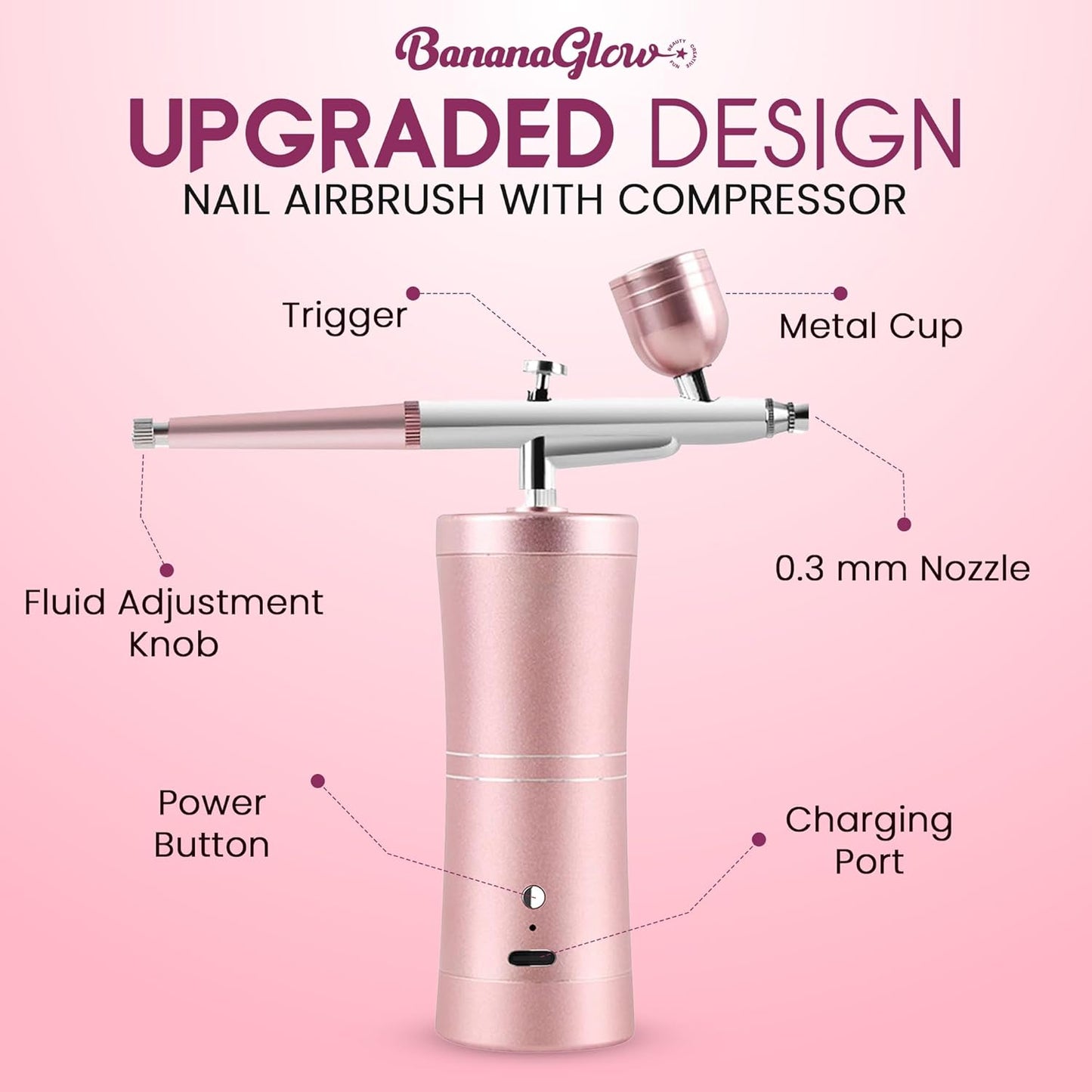 Airbrush for Nails Kit - Portable Cordless Professional Nail Art System with Stencils & Cleaning Tools | Ideal for Artists & Technicians