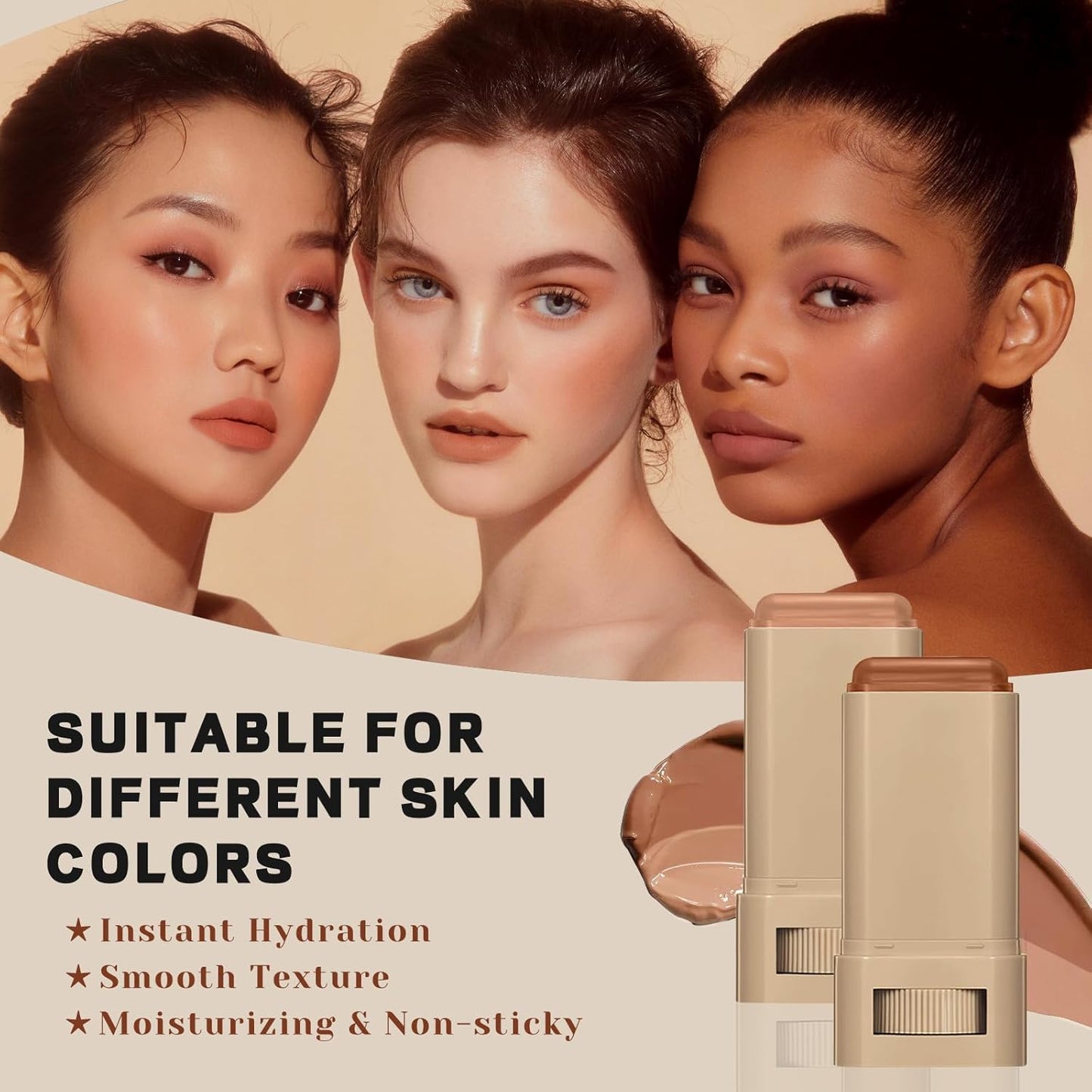 Foundation Stick - Serum-Boosted Tinted Moisturizer for Natural Finish | Longwear Contour Stick (#6 & #3)