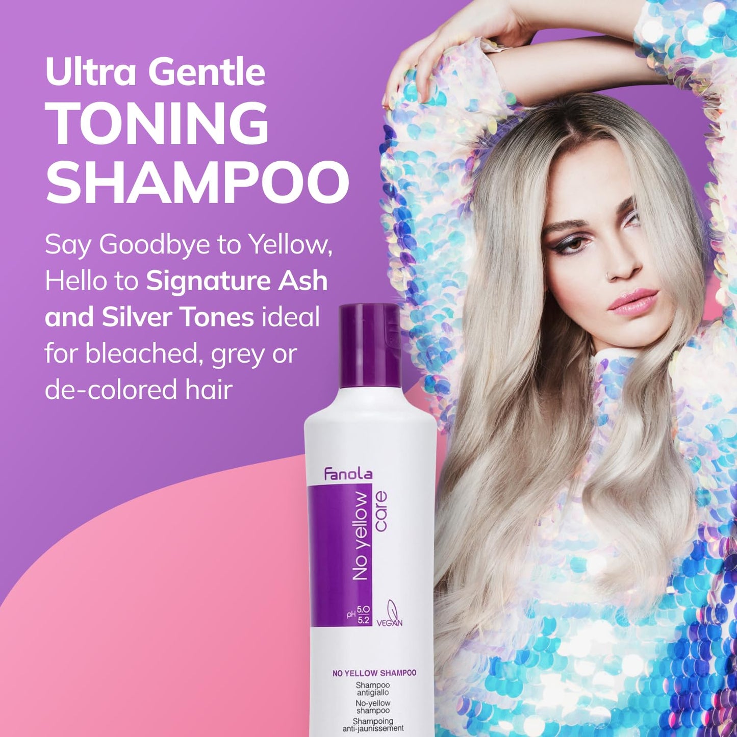 Fanola No Yellow Purple Shampoo - Violet Pigment Formula for Blondes & Grey Hair | 33.8 Fl Oz