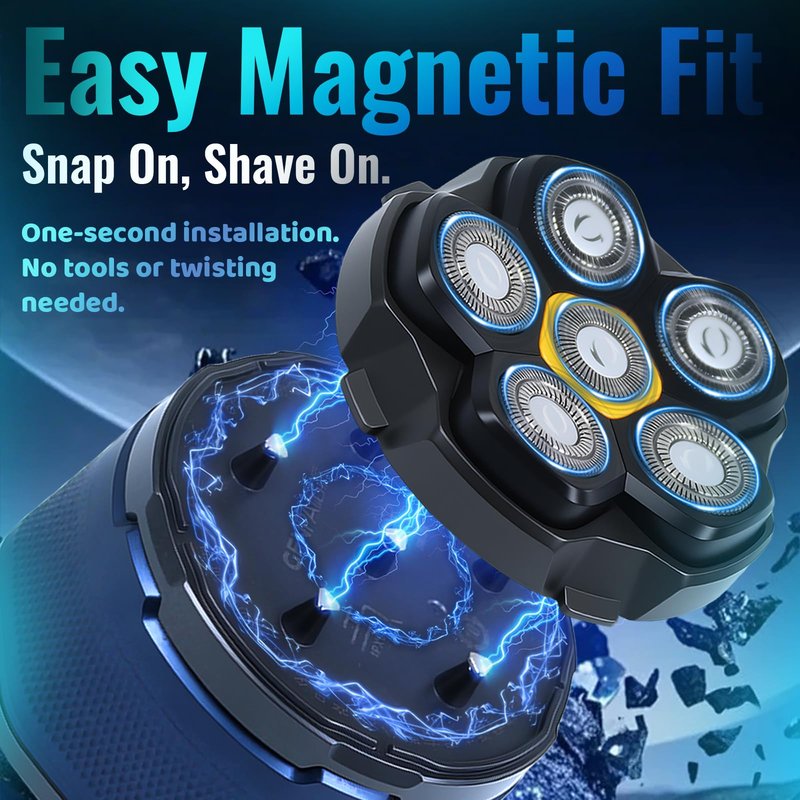 Magnetic 6D Shaver Replacement Heads – Universal Compatible with Kensen,DOAO,NIWUIO,Ufree,Solimpia & Most Most 6D Magnetic Electric Shavers for Bald Men & Face Shaving (2-Pack)