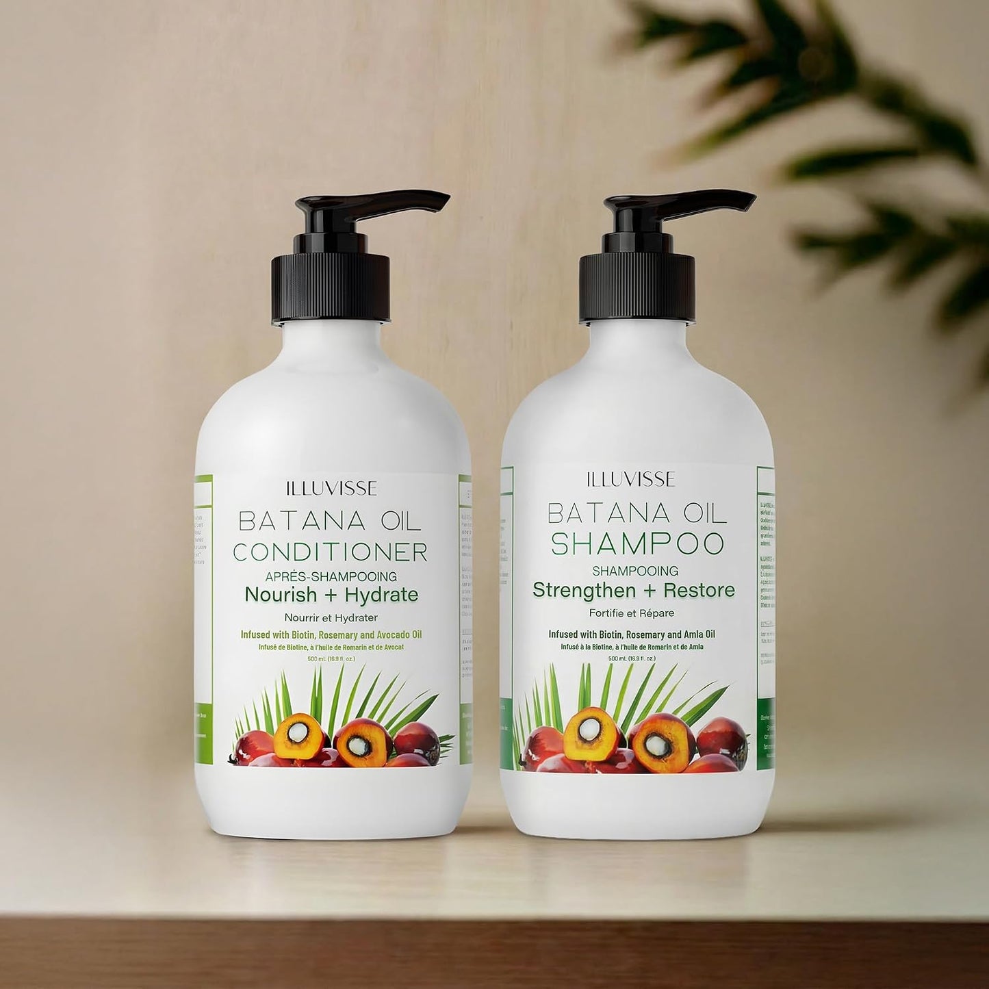 Organic Batana Oil Shampoo & Conditioner Set - Hair Growth & Thickening Formula with Rosemary, Tea Tree Oil & Biotin | 500ml Each