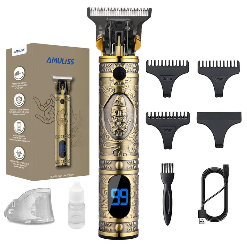 AMULISS Professional Mens Hair Clippers Zero Gapped Cordless Hair Trimmer Professional Haircut & Grooming Kit for Men Rechargeable LED Display