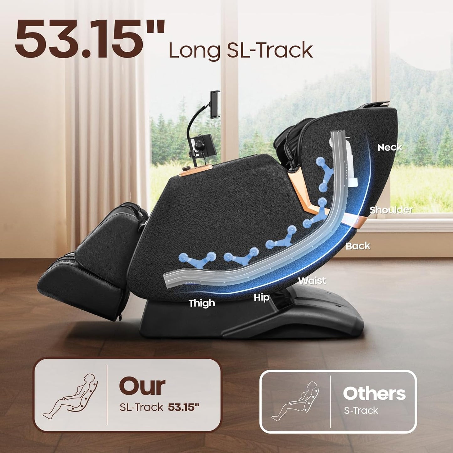 4D Massage Chair - Full Body Shiatsu with Zero Gravity & Core Heating | 53.5" SL Track, 22 Airbags, Smart Foot Rollers, Yoga Mode
