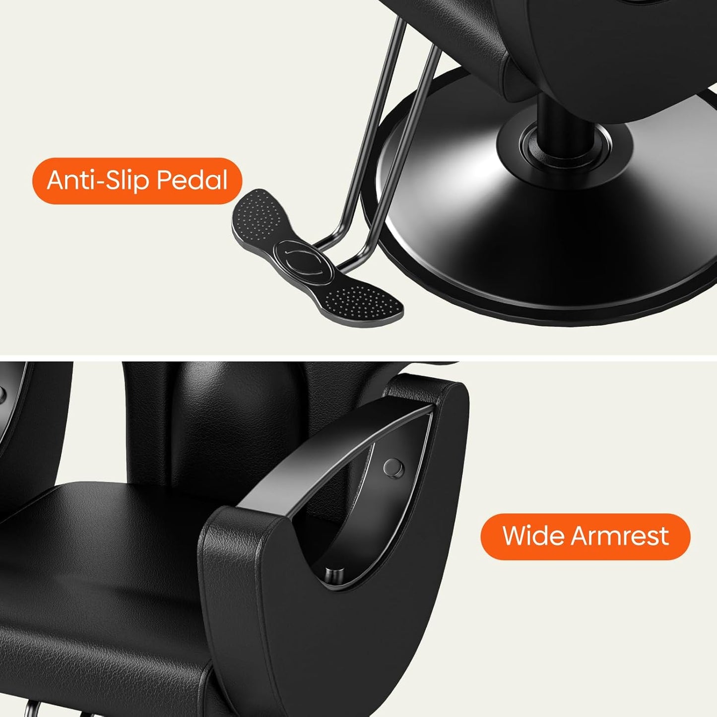 Reclining Salon Chair - 360° Swivel & Height Adjustable Heavy-Duty Styling Seat for Beauty Salons | Black