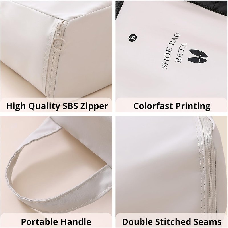 Shoe Bags for Travel - Waterproof Storage Organizer with Zipper | 1 Pack, Beige