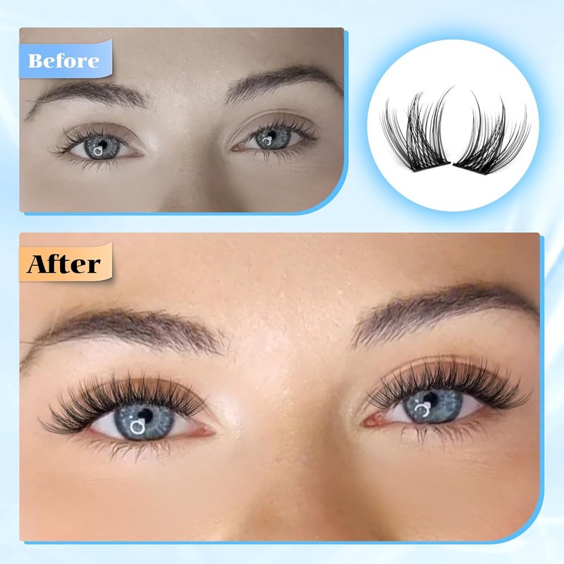 12mm Wispy Lash Clusters - Natural C Curvature Eyelash Extensions for DIY Daily Wear | Soft Lash Band