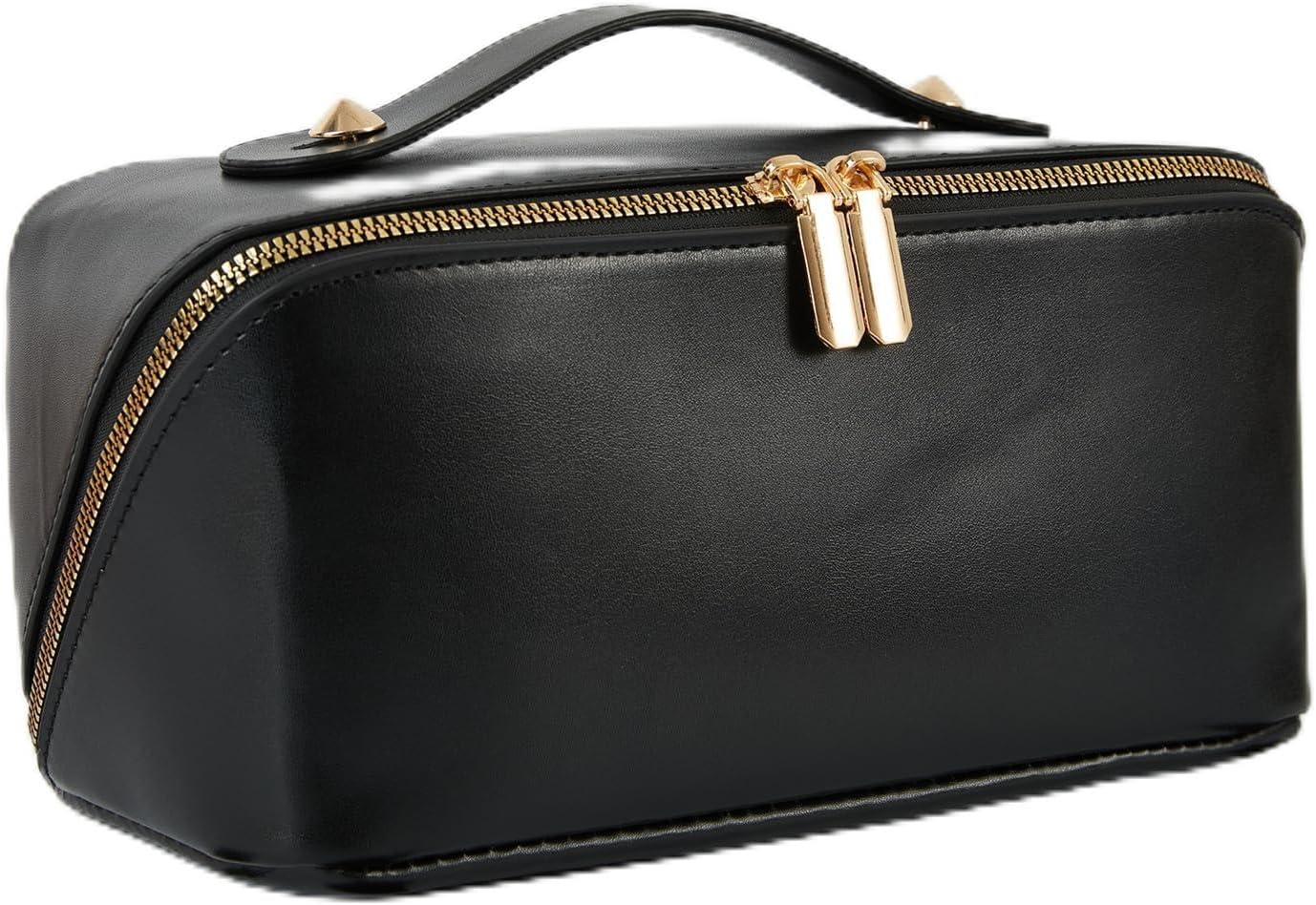 Large Capacity Travel Makeup Bag - Waterproof Cosmetic Organizer with Compartments | Black