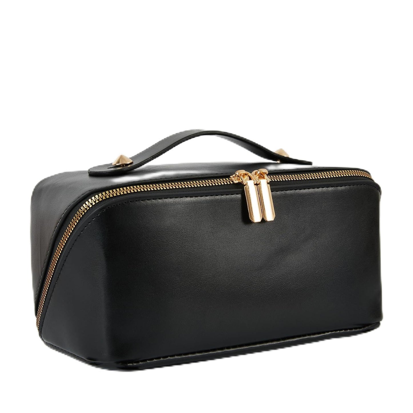 IDELCHOIS Travel Makeup Bag Large Capacity Cosmetic Bags for Women, Waterproof Toiletry Bag Open Flat Makeup Bag with Compartments and Handle, Portable Cosmetic Organizer Pouch, Brown
