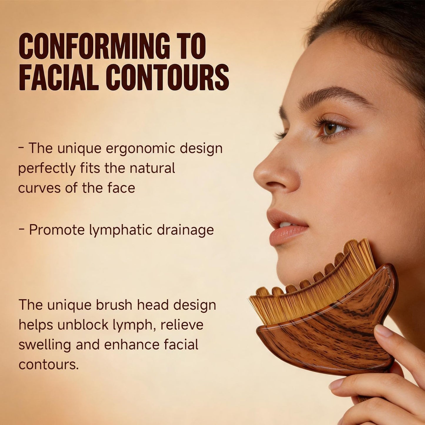 Lymphatic Contour Face Brush - Sculpting Tool for Lymphatic Drainage & Jawline Definition | Reduces Puffiness