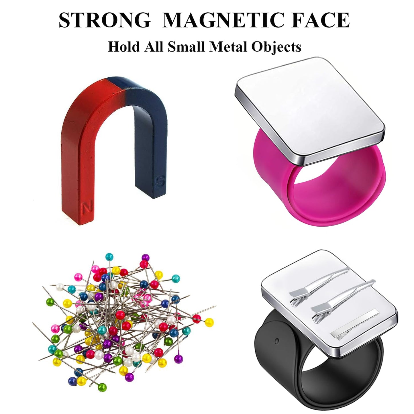 Magnetic Wristband for Hair Stylist, 10 Pieces Hair Braiding Tool with Edge ＆Teasing Brush, Rat Tail Comb ＆Alligator Clip, Braider Wristband for Black Hair, Silicone Sewing Pincushion (Hot Pink)