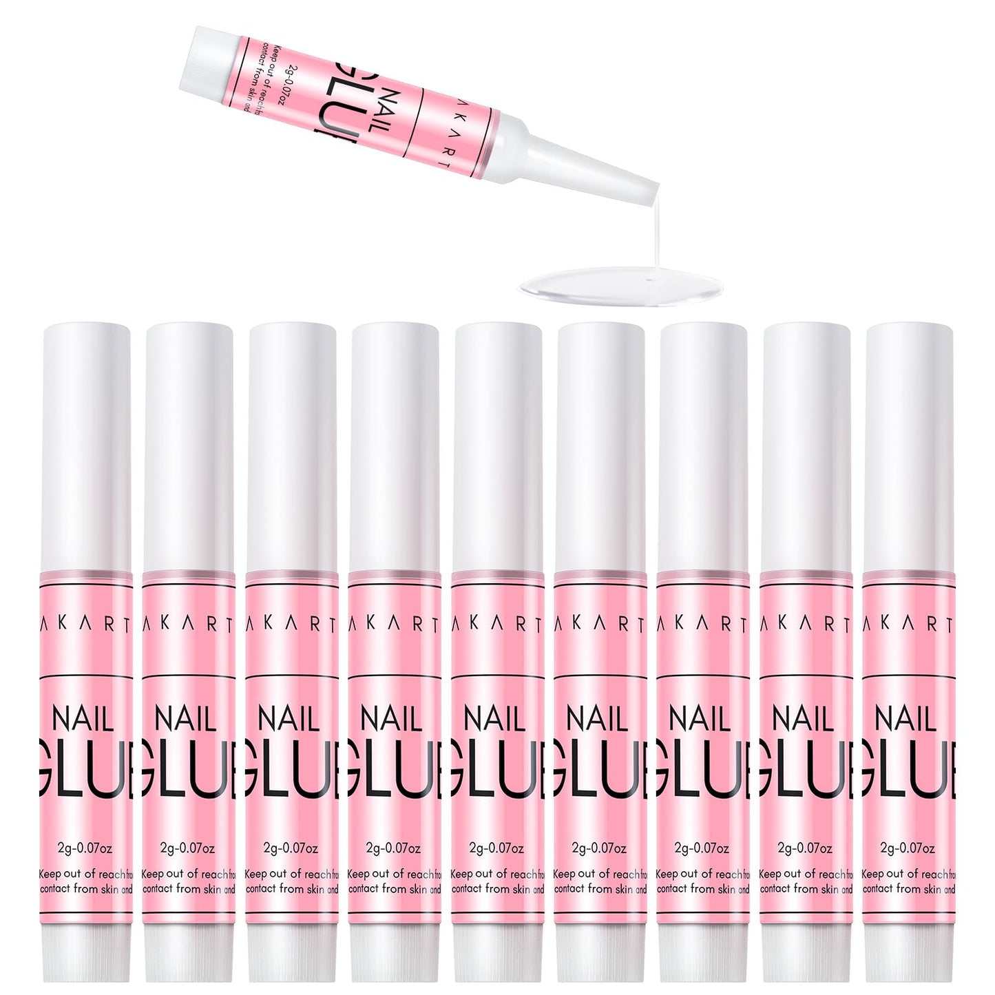 Makartt Nail Glue for Press On Nails, 10 x 2g，5-10s Fast Air Dry No UV Lamp, Hema-Free Strong Bond for Nail Tips, Fake Nails, Broken Nail Repair & Decor, Easy-to-go for Beginner & Salon Nail Techs