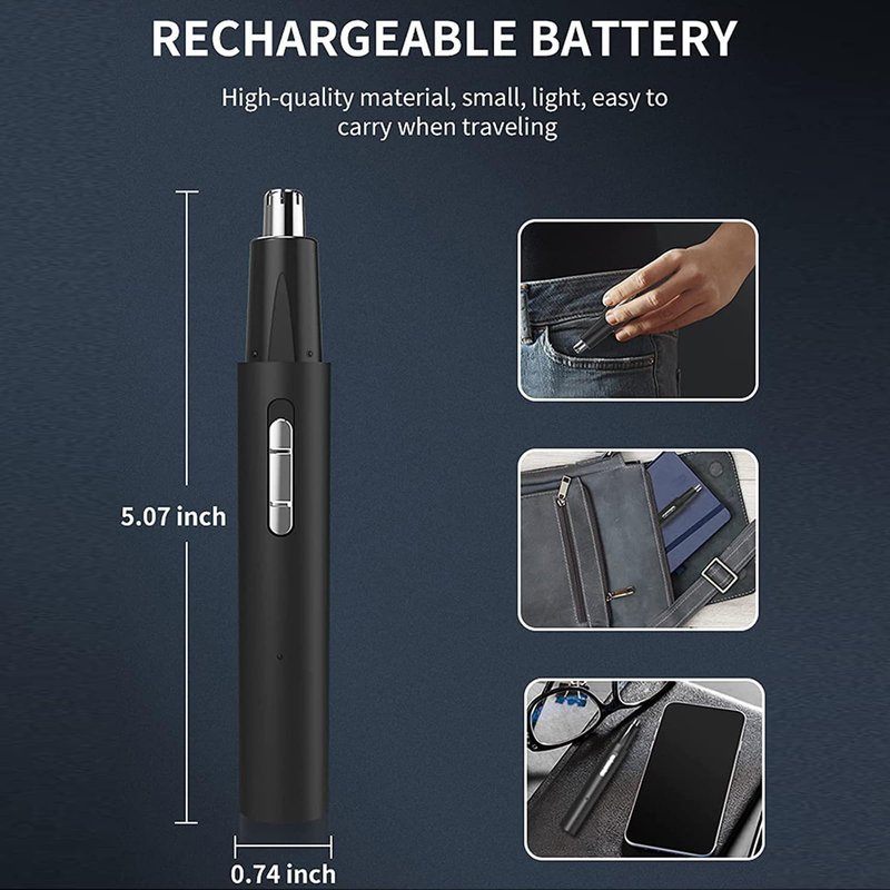 Professional Nose Hair Trimmer for Men & Women, 3-in-1 USB-C Rechargeable Electric Ear & Eyebrow Groomer, Waterproof Dual-Blade Facial Hair Remover, Painless Precision Grooming Kit for Travel & Gifts