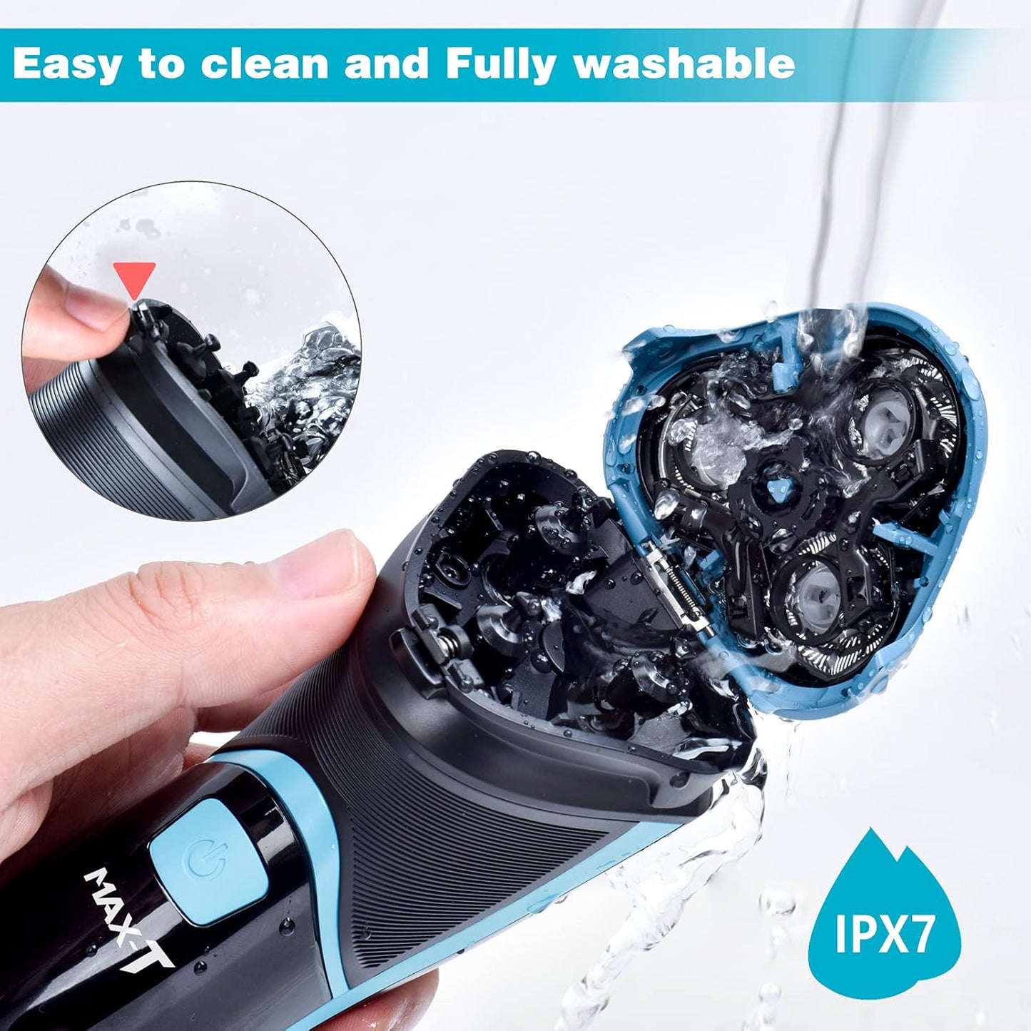 MAX-T Electric Shaver for Men - Cordless Waterproof Razor with Pop-Up Trimmer | Wet & Dry Use, Travel Case Included