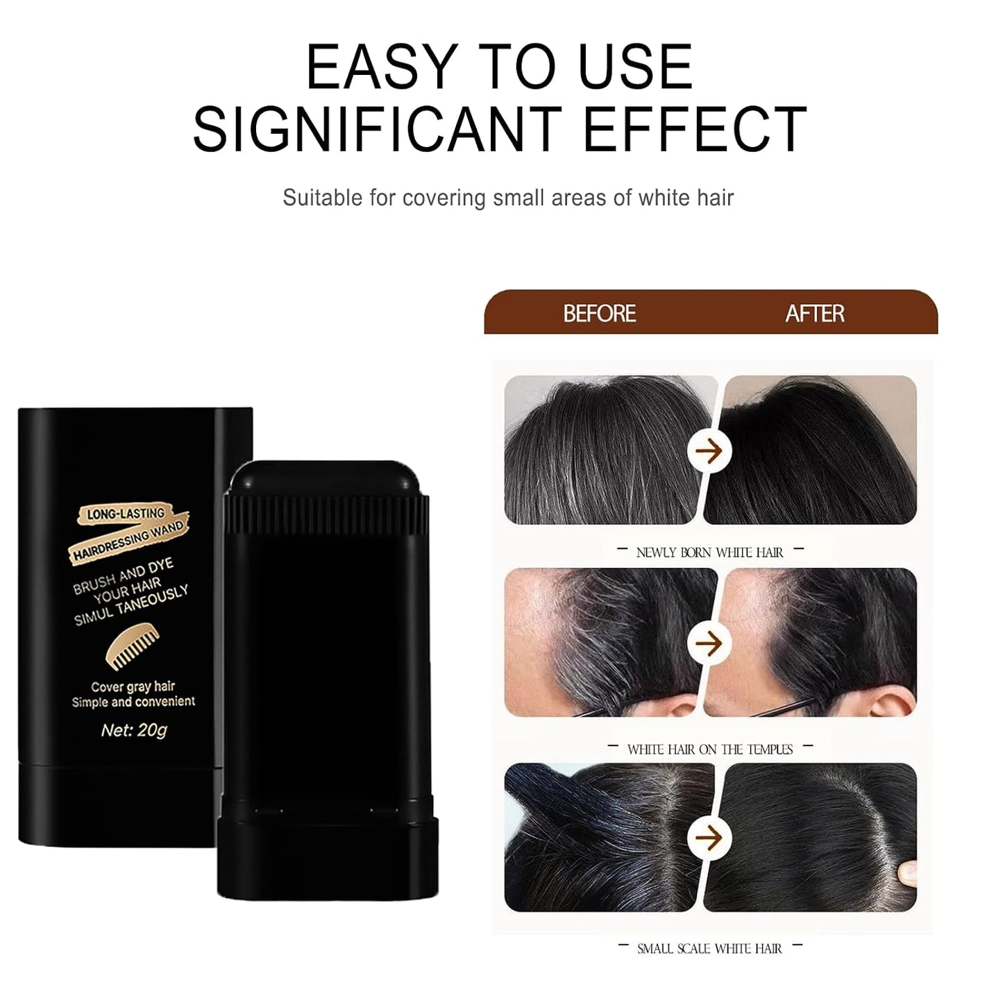 Hair Color Stick - 3 Pack Waterproof Gray Coverage | Instant Dye for Men & Women - 0.71 Fl Oz Each