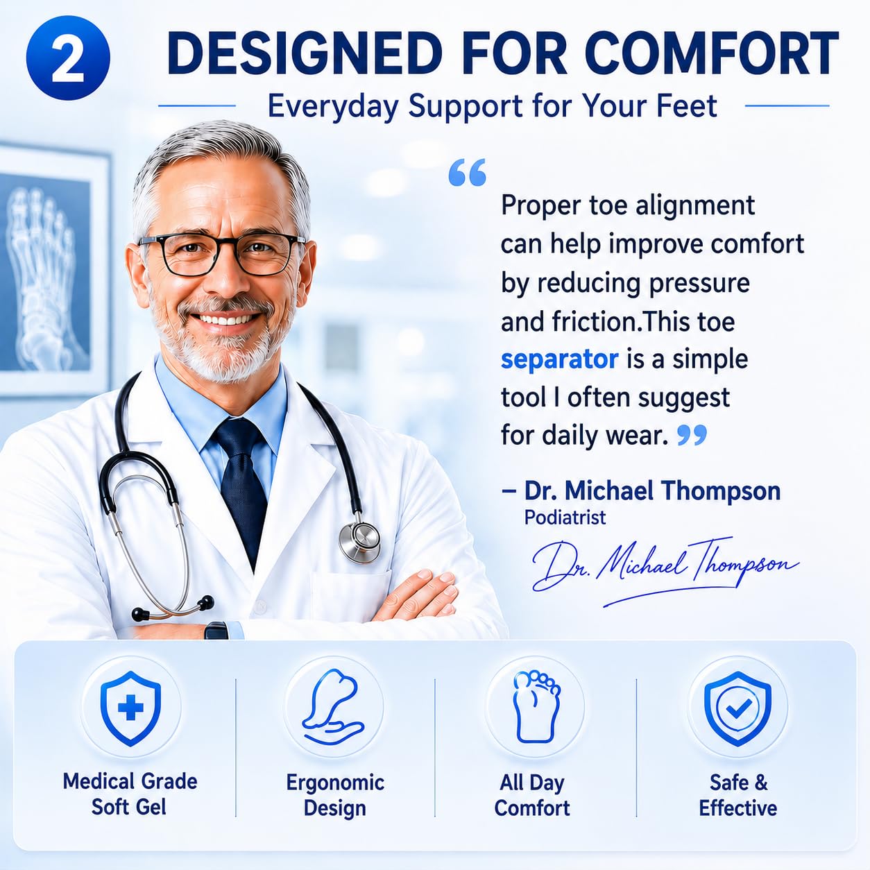 Big Toe Spacers - Hallux Valgus Corrector for Bunion Pain Relief | Comfortable Fit for Men & Women
