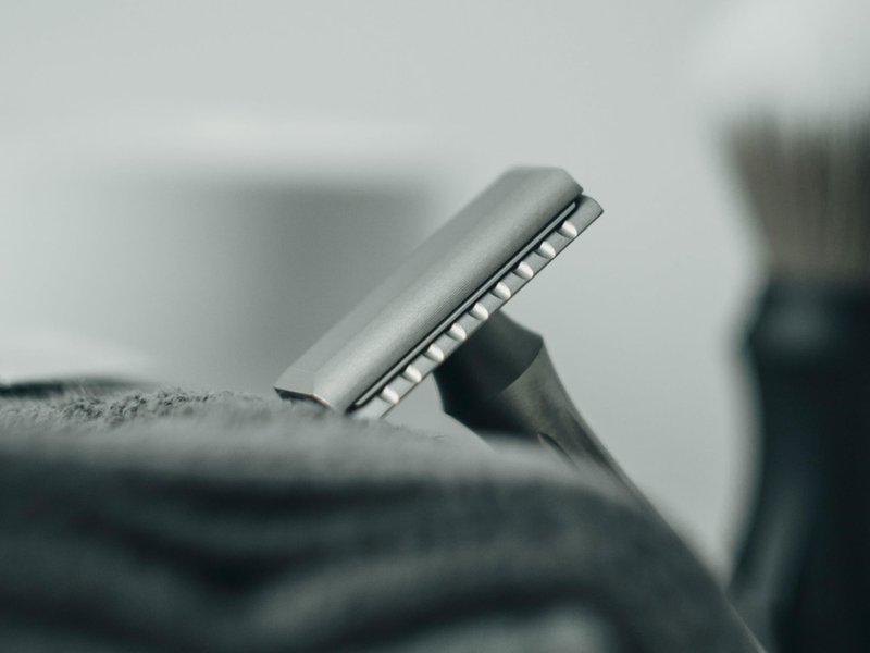 Blackland Blackbird Double Edge Safety Razor for Men - Titanium Satin Long Handle Lite Safety Bar - Grade V Titanium - Made in USA