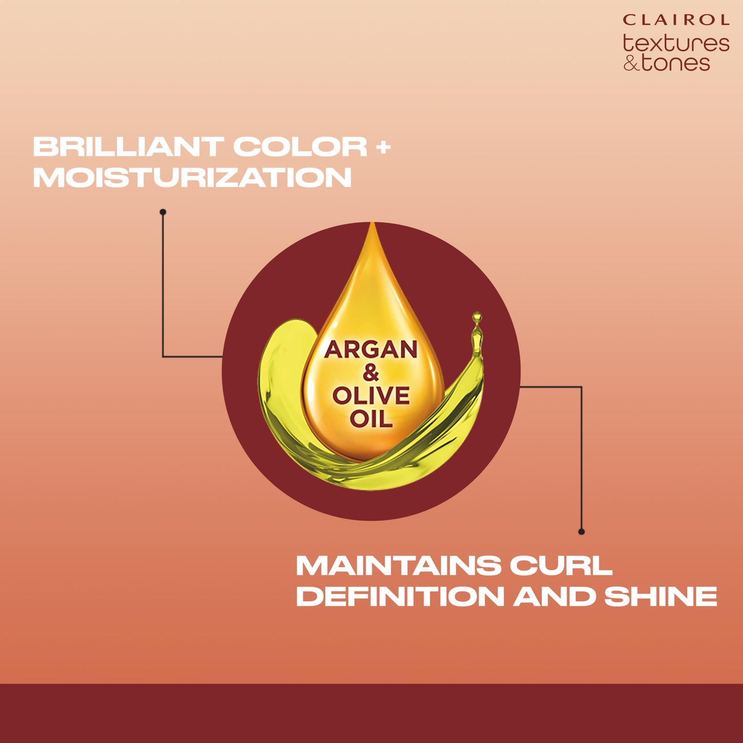 Clairol Textures & Tones Permanent Hair Dye, 2N Mocha Brown Hair Color | Ammonia-Free | Moisture-Rich Formula with Argan, and Olive Oil for Brilliant Shine | Pack of 1