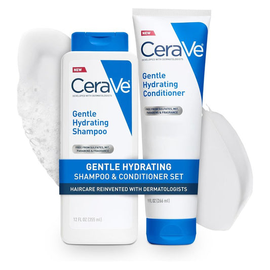 CeraVe Gentle Hydrating Shampoo & Conditioner Set - Ceramides, Niacinamide & Hyaluronic Acid for Soft, Healthy Hair | Sulfate-Free, Color Safe, All Hair Types