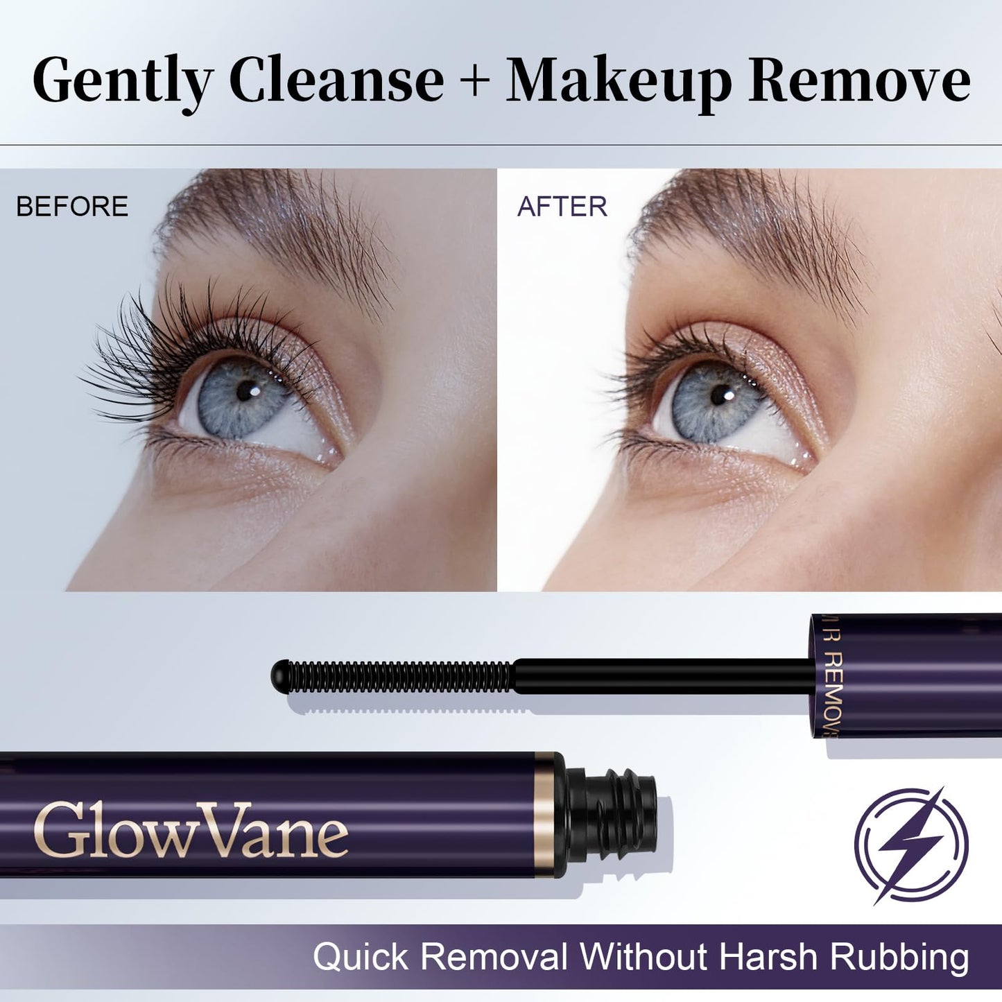 GlowVane Lash Remover for Lash Extensions, Eyelash Glue Remover for Lash Clusters, Gentle Lash Cluster Remover for Bond and Seal Lash Glue, DIY Non-irritating Cluster Lash Glue Remover at Home (5ml)