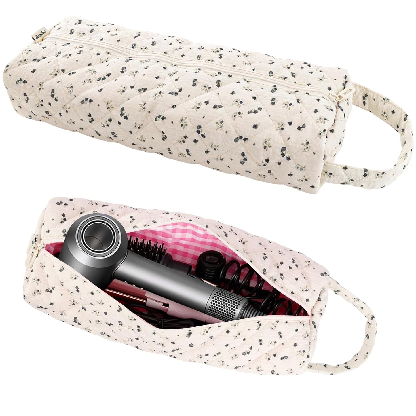 Quilted Travel Bag for Hair Tools - Compatible with Dyson Airwrap & Shark Flexstyle | Large Leopard Organizer
