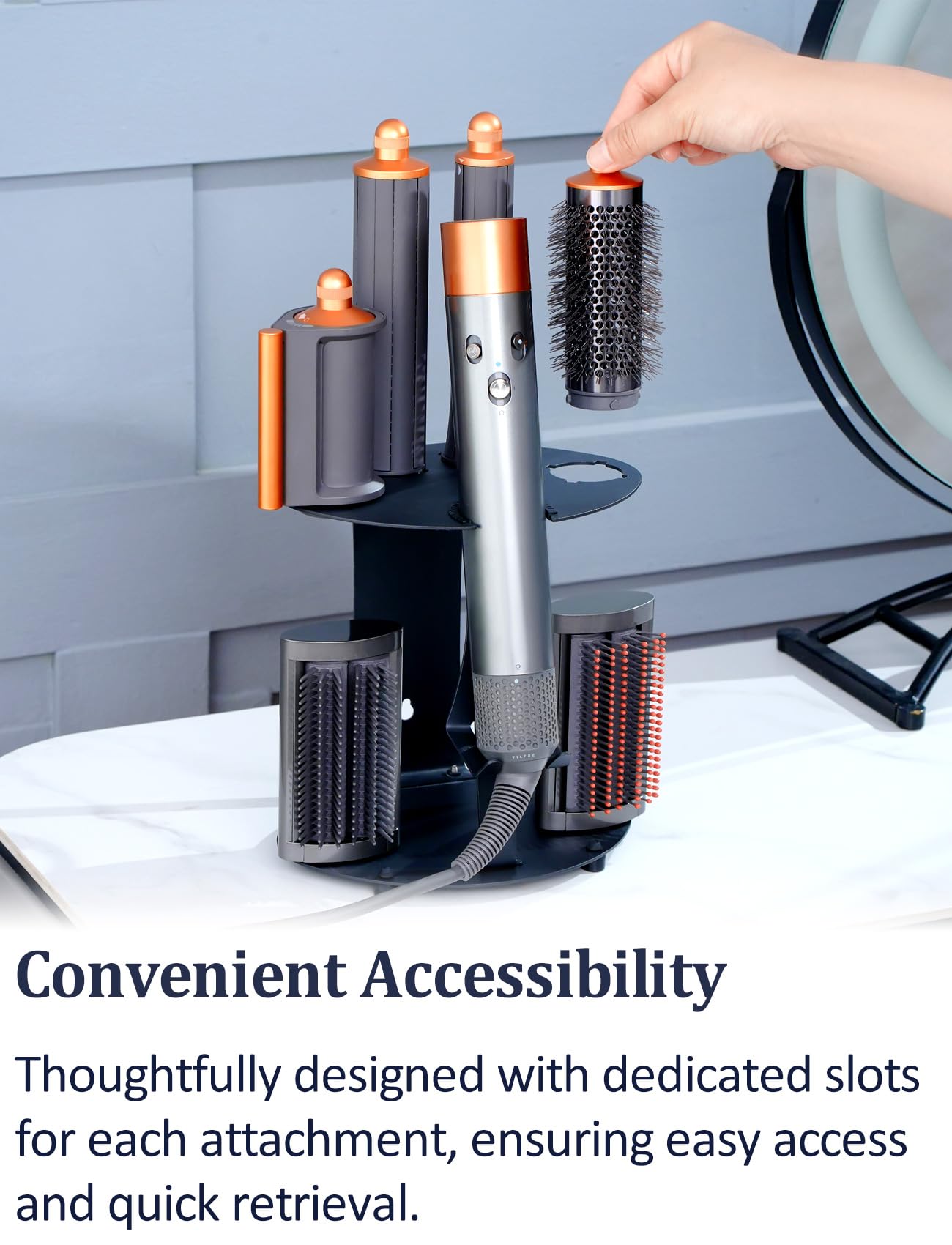 Nekuma Curling Iron Holder Attachments Compatible with Dyson Airwrap Organizer Stand on Desktop, Hair Wrap Storage Rack Accessories Wall Mounted for home / Bathroom