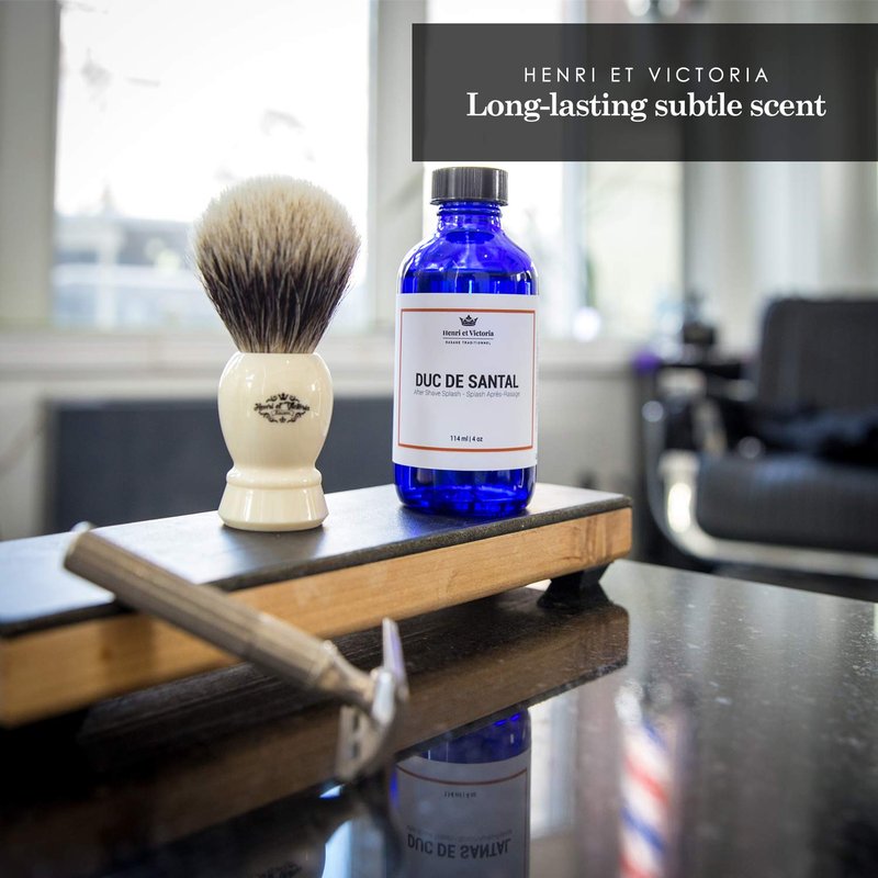 HENRI ET VICTORIA Aftershave Splash For Men l Canadian Made by A Skilled Artisan l Moisturize and Soothe the Skin 114 ml (4 oz) (Duc Santal Fragrance)