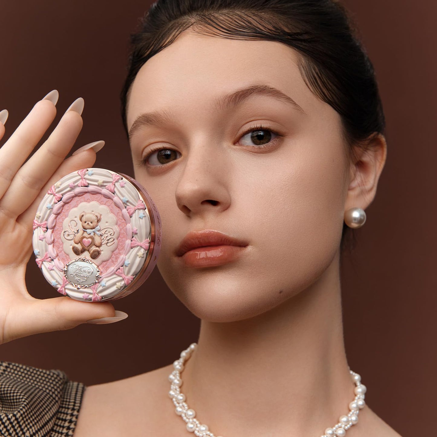 Flower Knows The Sweetie Bear 4-Color Concealer Palette,Highlihter Correct Contour Face Maekup,Blendable,High-Coverage & Crease-proof,Buildable All-Day Wear Compact,0.23 Oz(01 Strawberry Chocolate)