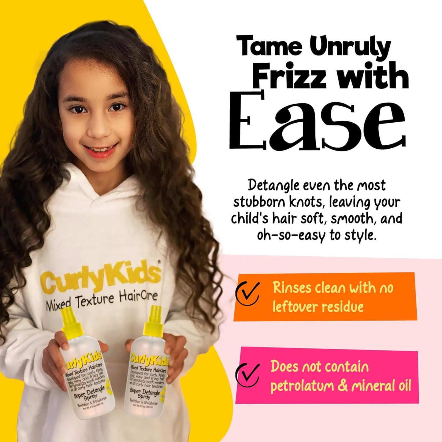 CurlyKids Detangle Spray Bundle - Kids Shampoo, Conditioner & Gel for Curly Hair | Sulfate & Paraben-Free